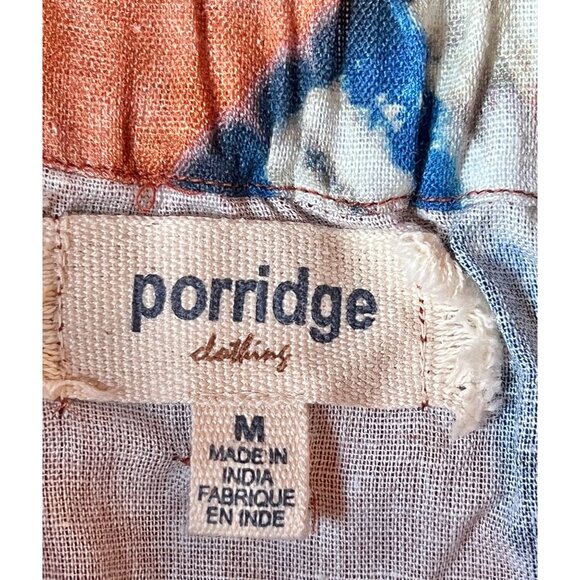 Anthropologie Porridge Skirt Size M Tie Pockets Rust Blue Off White Belt Cotton - Picture 8 of 12